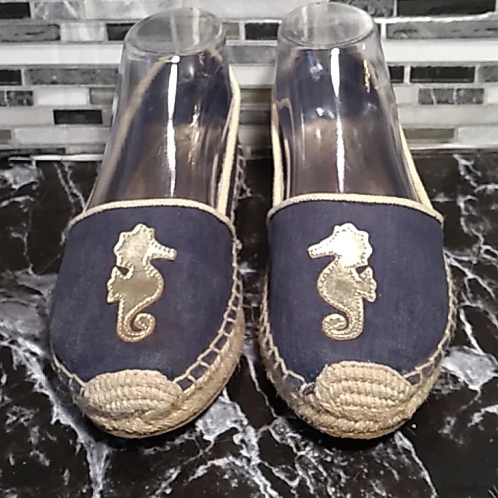 Lilly Pulitzer 6 espadrille canvas beachcomber nautical sea horse SIRENS - Picture 2 of 8